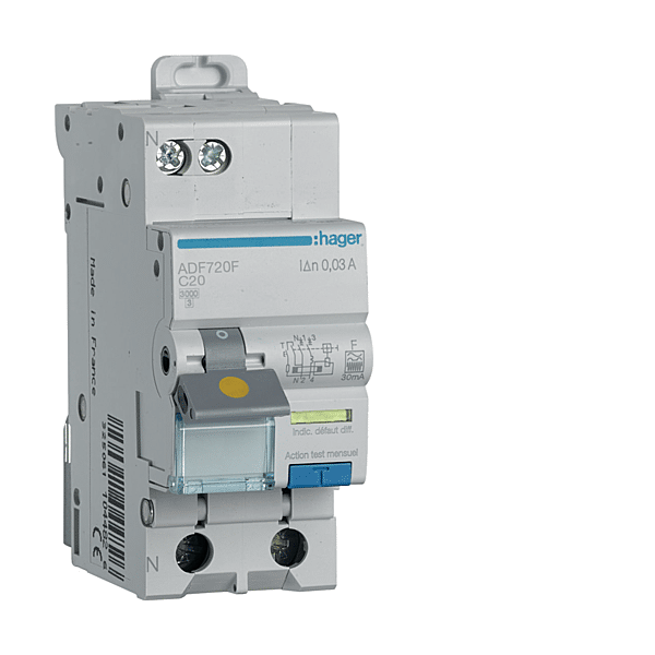 DISJONCTEUR DIFFÉRENTIEL 1P+N 3KA C-20A30MA TYPE F photo du produit visuel_1 2XL