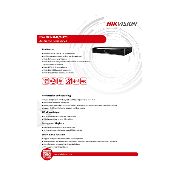 DS-7716NXI-I4/16P/S-C 16 VOIES, NVRPOE ACUSENSE photo du produit visuel_1 2XL