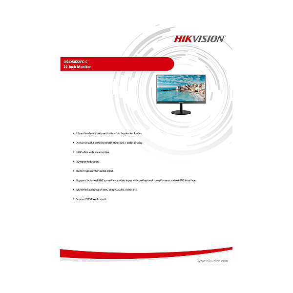 DS-D5022FC-C MONITEUR 21.5 1080P, BORD FIN photo du produit visuel_1 2XL