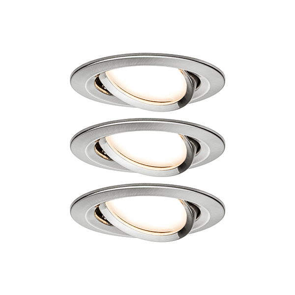 KIT ENC NOVA COIN ROND ORIENTABLE LED 3X6W 2700K 230V ACIER BROSSE/ALU photo du produit visuel_1 2XL